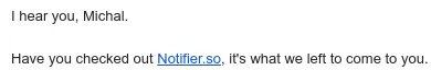 Email recommending Notifier.so