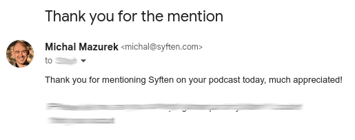 Syften mentioned outreach